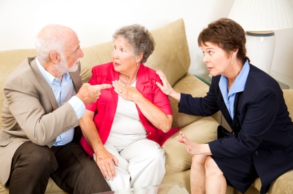 Elderly parents telling their adult child they're separating